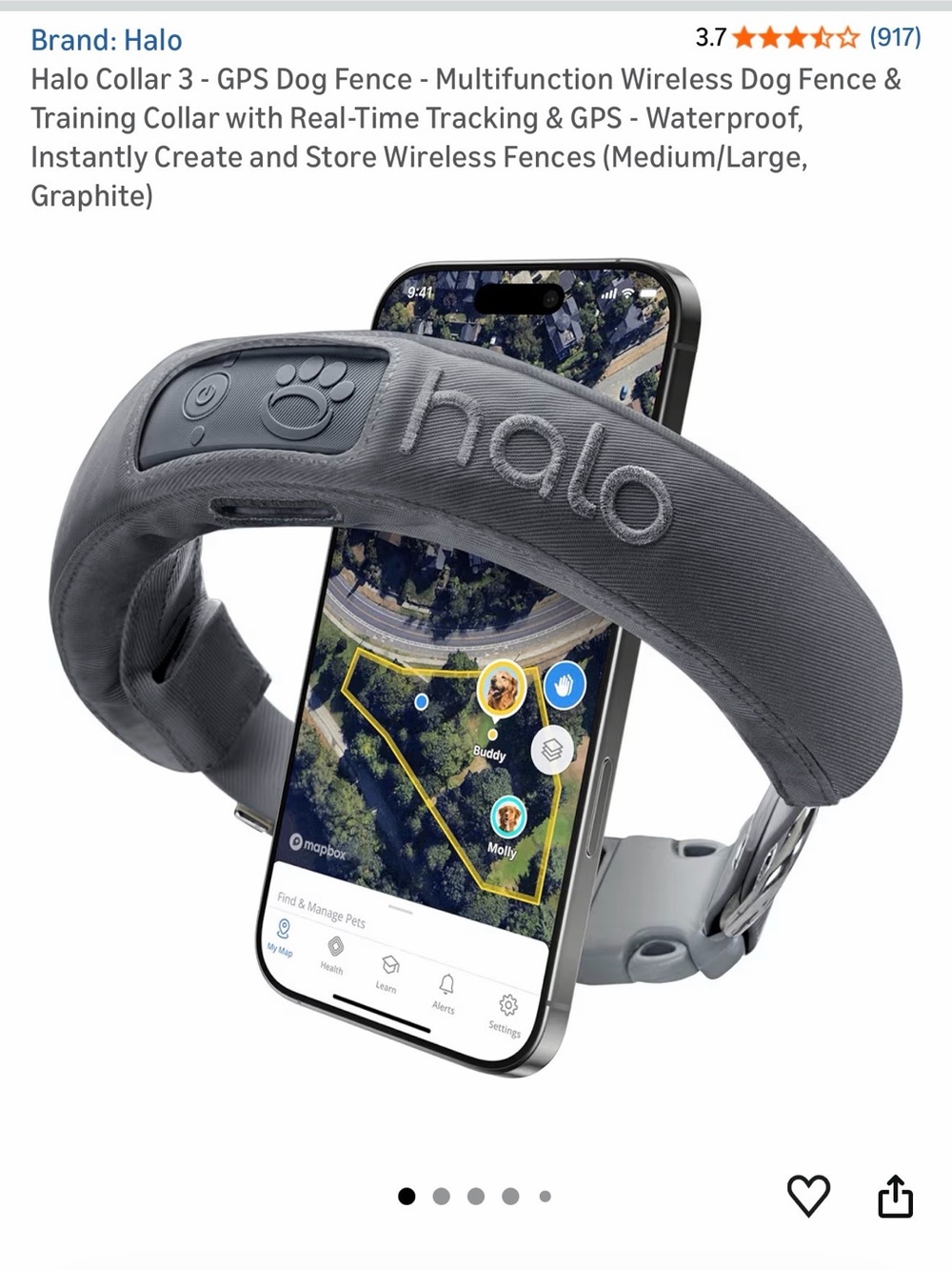 Halo Graphite Gray GPS Dog Collar - Halo Collar 3